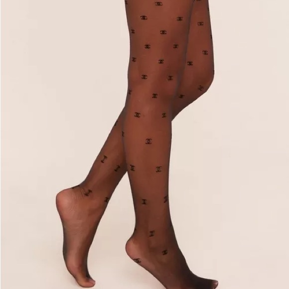 NWT CC Luxury Monogram Fashion Tights - Picture 4 of 4